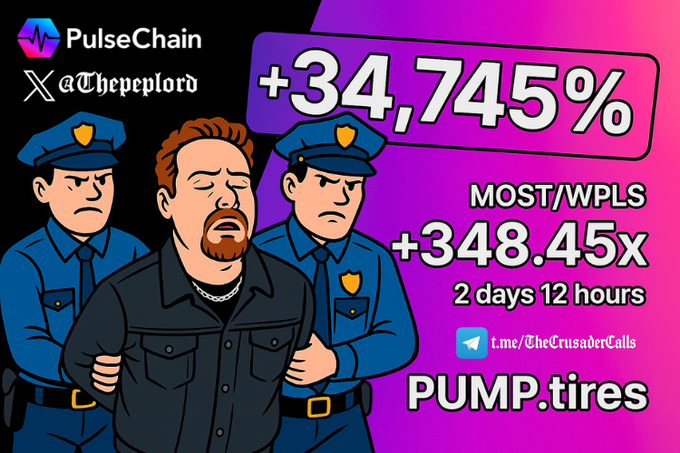 Peplord’s dropping real-time buys in here now  t.me/TheCrusaderCal…

His plays in the past 6 months have been second to none, while most were quiet during the PulseChain chop

@thepeplord kept printing 📈 

He called MostWanted ($MOST) at 750k MC It ran over 300x from this