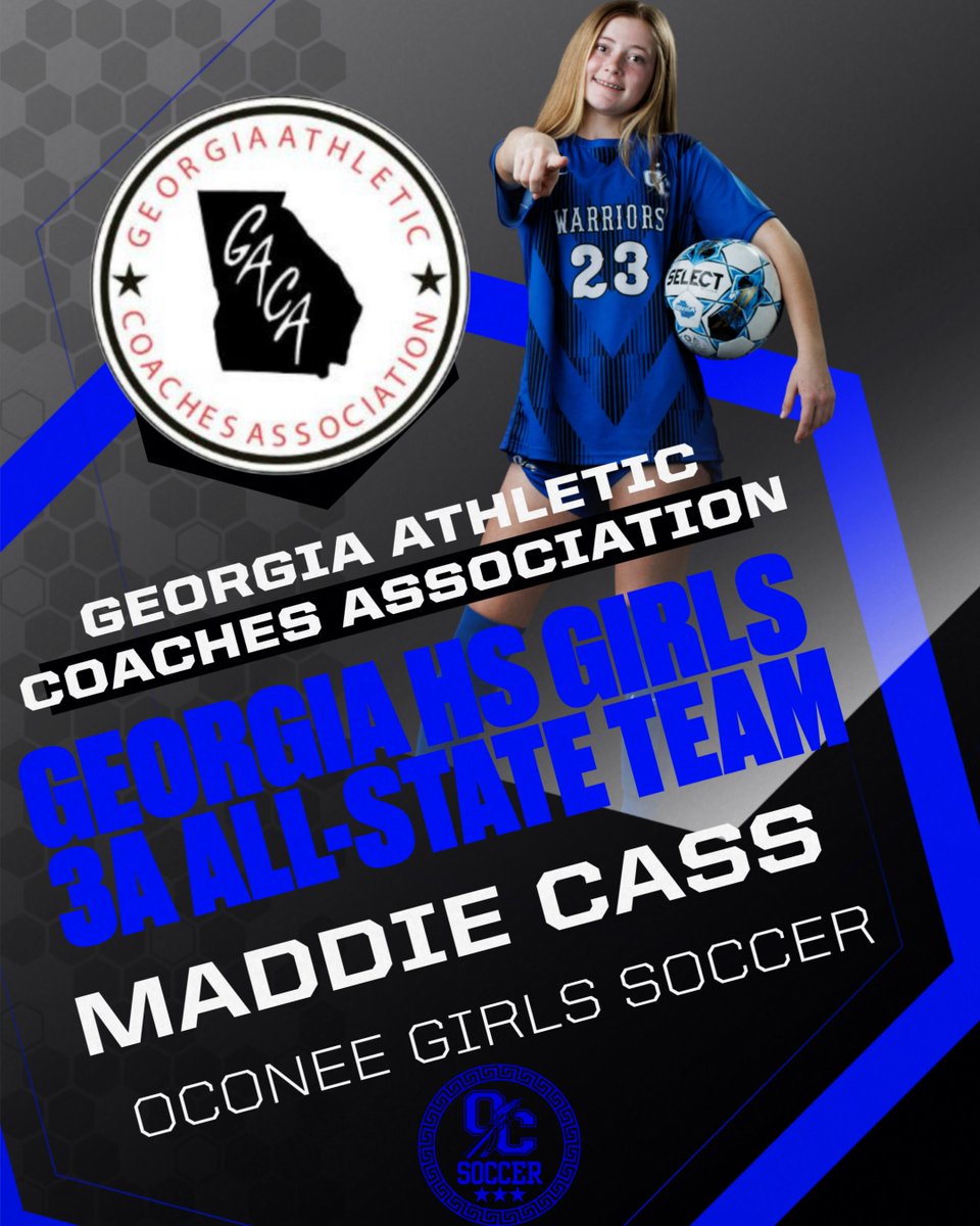 <a href="/SoccerOc/">OCHS Lady Warriors Soccer</a> Congratulations to Freshman Forward MADDIE CASS for being named to the <a href="/GACACoaches/">Georgia Athletic Coaches Association</a> GIRLS SOCCER 3A ALL-STATE TEAM 2025. <a href="/OconeeCoSchools/">Oconee County Schools</a> <a href="/OCHS_Athletics/">OC Warrior Athletics</a> <a href="/OCWarriorSoccer/">OC Warrior Soccer</a> <a href="/OconeeSports/">Oconee Enterprise Sports</a> <a href="/onlineathens/">Athens Banner-Herald</a>