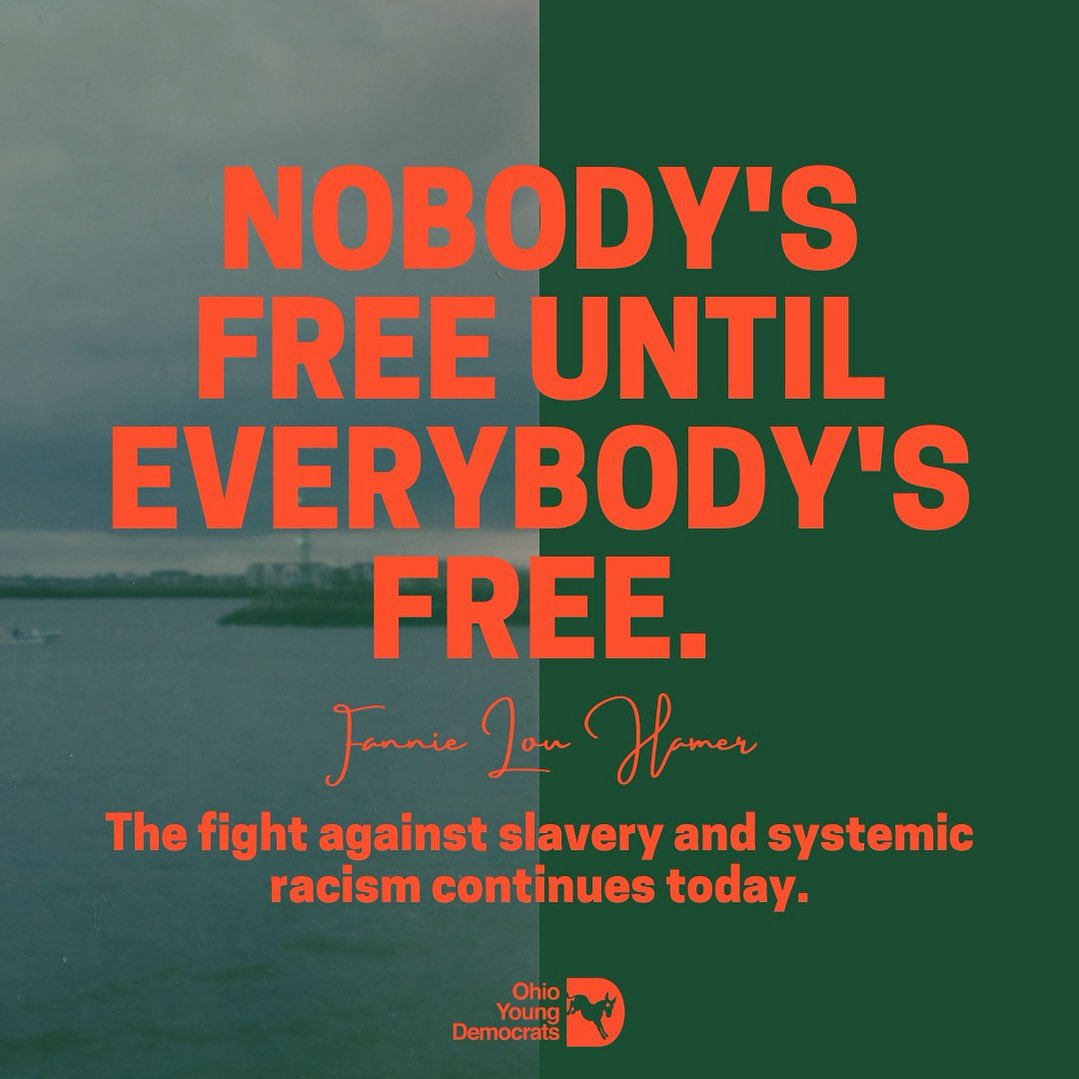 Happy Juneteenth Ohio! 💙❤️

Juneteenth marks the day in 1865 when the last enslaved Black people in Galveston, Texas learned they were free—two and a half years after the Emancipation Proclamation. Today is a celebration of freedom, resistance, and the ongoing fight for justice.