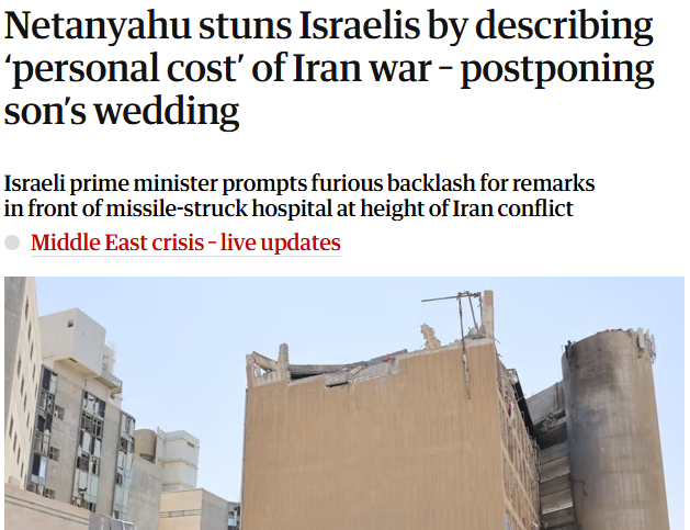 Bombarda civili a destra e a manca e poi considera "personal cost" il rinvio del matrimonio del figlio che comprensibilmente si caga sotto di sposarsi coi missili che volano per colpa dei crimini di guerra di suo padre, personaggio non inventabile