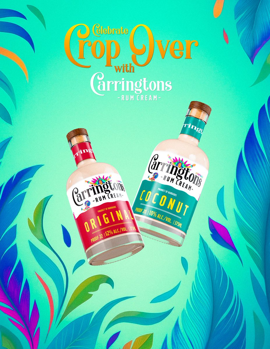 The vybes are back! 🎉 

Our Limited Edition Crop Over 375ML labels are here, once again, bursting with the color, energy, and spirit of the season! 🌈🥳 

No Crop Over celebration is complete without Carringtons Rum Cream 🍹🔥 

🎨 <a href="/rgb/">Rach</a>.elements 

#drinkcarringtons