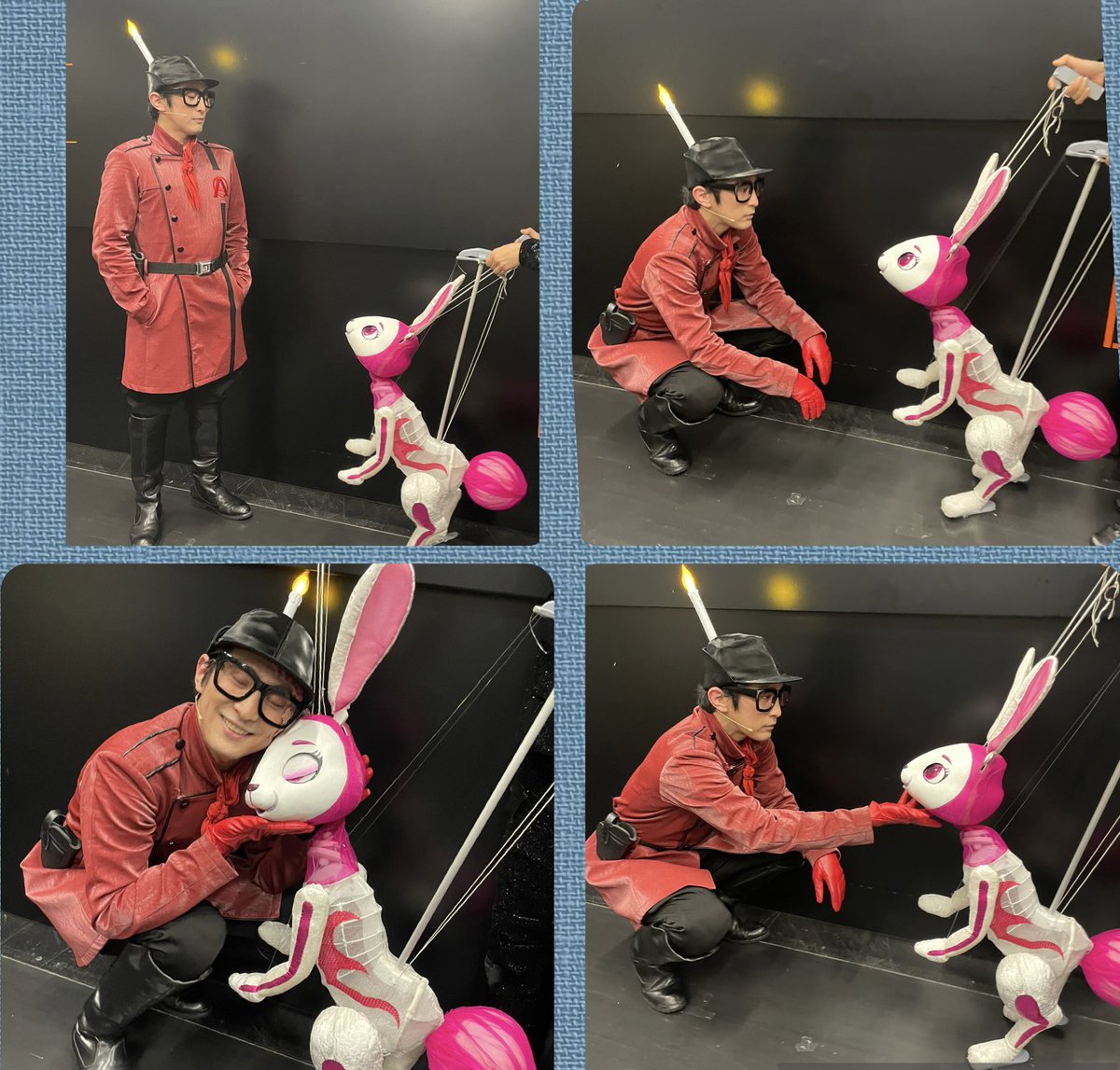 misato_matsumo's tweet image. ランプVSボッコ⁉️🕯️🐰

舞台上では怖いランプさんだけど、素顔の成河さんは、めちゃくちゃ優しくて、いつも皆んなを引っ張ってくれる、尊敬する役者さん💕

ご一緒できて本当に光栄です✨

本日もTHEATER MILANO-Zaでお待ちしてます🪐🌏⭐️

#成河さん
#ワンダースリー
#W3
#ひとみ座
#人形劇