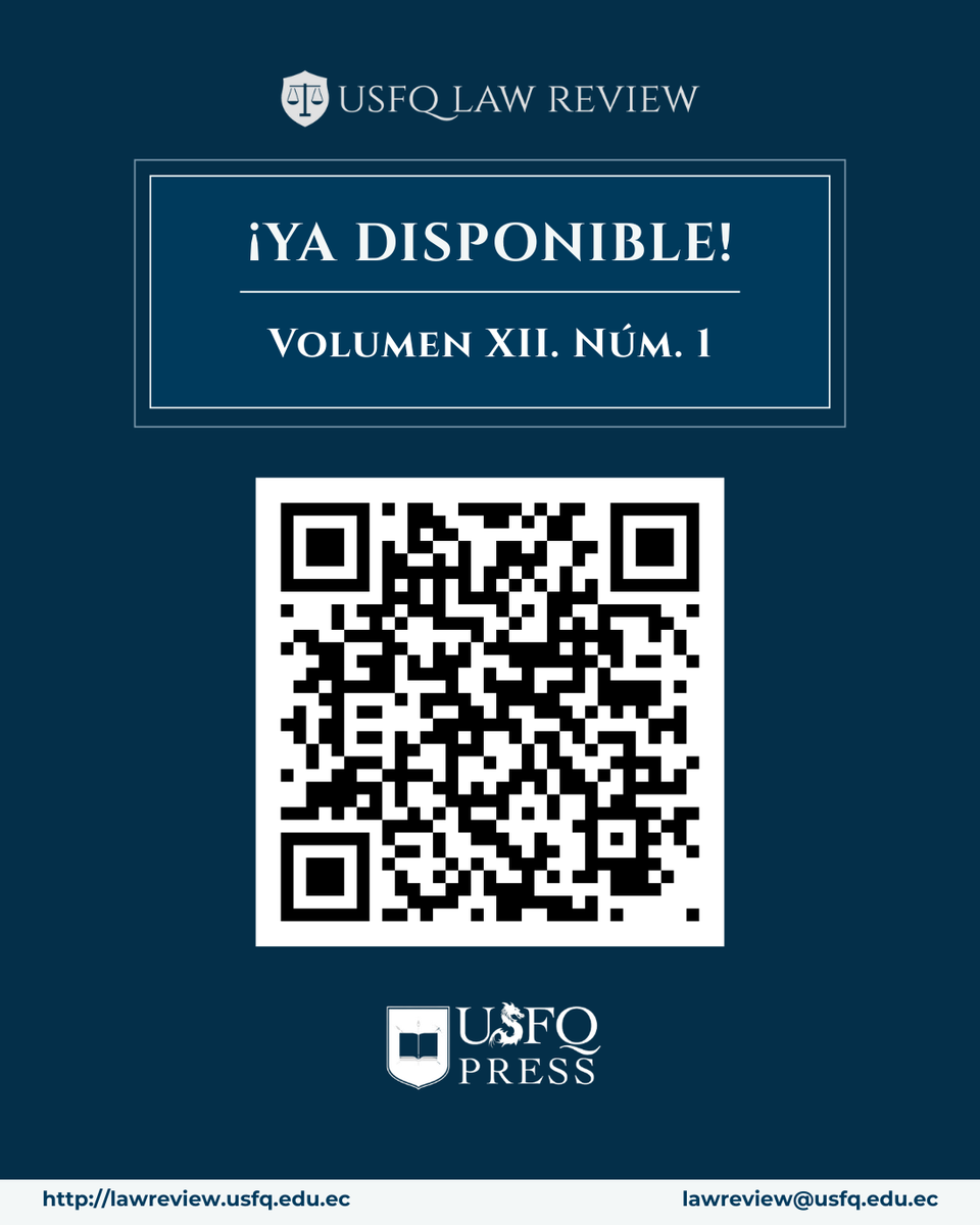 Estimada comunidad:

¡Nos complace anunciar que el Número 1 del Volumen XII ya está disponible!

En esta ocasión, contamos con siete artículos destacados. 

Encuentra el número completo disponible aquí: lnkd.in/dBrCgVgY

#usfq #usfqpress #derecho #lawreview