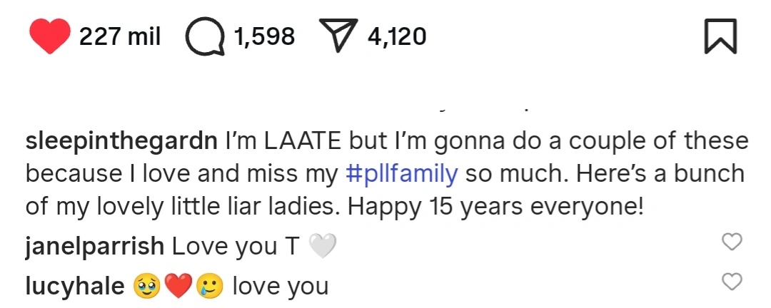 spencersthinker's tweet image. Troian Bellisario posted on instagram for the PLL anniversary ❤️
