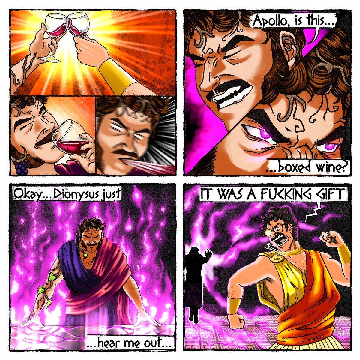 Expensive Taste 🍽️

#tednivison #tednivisonfanart #jschlatt #jschlattfanart #chucklesandwich #chucklesandwichfanart #greekmythologyau #godcast #apollo #dionysus