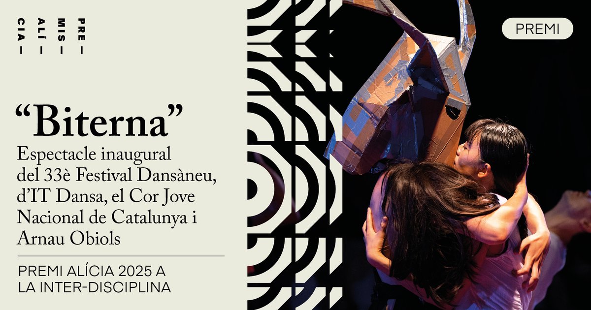 Acadèmia Catalana de la Música (@academiamusica_) on Twitter photo <a href="/tresccultura/">TRESC Comunitat de Cultura</a> 🏆 “Biterna” guanya el Premi Alícia 2025 Interdisciplina, espectacle innovador que uneix dansa, música i memòria sonora en una experiència artística única.
Una proposta d'IT Dansa, el <a href="/cjncatalunya/">Cor Jove Nacional de Catalunya</a> i Arnau Obiols.
#PremisAlícia2025 <a href="/tresccultura/">TRESC Comunitat de Cultura</a> 🏆 “Biterna” guanya el Premi Alícia 2025 Interdisciplina, espectacle innovador que uneix dansa, música i memòria sonora en una experiència artística única.
Una proposta d'IT Dansa, el <a href="/cjncatalunya/">Cor Jove Nacional de Catalunya</a> i Arnau Obiols.
#PremisAlícia2025