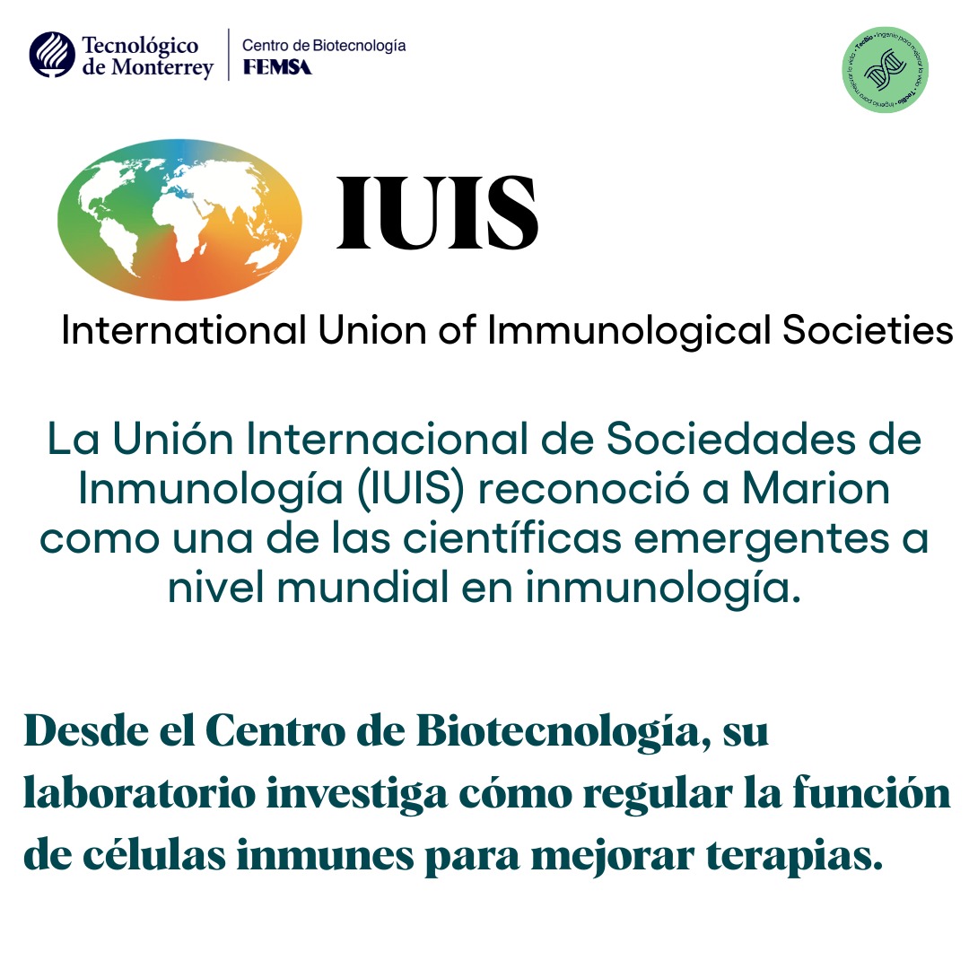 Centro de Biotecnología FEMSA (@cbftec) on Twitter photo Felicitamos a la Dra. Marion Brunck, investigadora del Centro de Biotecnología, por ser nombrada Rising Star 2025 por la <a href="/iuis_online/">International Union of Immunological Societies</a> 🌍🧬
Presentará su trabajo en Viena, transformando la inmunología desde su laboratorio. ¡Gracias por inspirar con tu ciencia! 💙 Felicitamos a la Dra. Marion Brunck, investigadora del Centro de Biotecnología, por ser nombrada Rising Star 2025 por la <a href="/iuis_online/">International Union of Immunological Societies</a> 🌍🧬
Presentará su trabajo en Viena, transformando la inmunología desde su laboratorio. ¡Gracias por inspirar con tu ciencia! 💙
