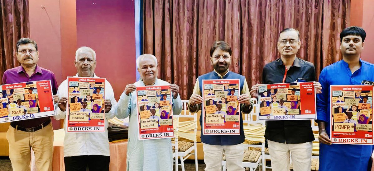 On the occasion of International Justice Day 2025, UNI- BRCKS long live.
<a href="/uniglobalunion/">UNI Global Union</a> <a href="/UNIGlobalFin/">UNI Finance</a> <a href="/uniapro/">UNI Asia & Pacific</a> <a href="/UNINepal/">UNI Nepal</a> <a href="/uniamericas/">UNI Américas</a> <a href="/IntucBihar/">INTUC Bihar</a> <a href="/INTUCPrez/">Dr.G.Sanjeeva Reddy</a> <a href="/ilo/">International Labour Organization</a> <a href="/ituc/">ITUC</a> <a href="/ILOAsiaPacific/">ILOAsiaPacific</a> <a href="/ILOACTRAV/">ILO ACTRAV</a> <a href="/ituc/">ITUC</a> <a href="/itucasiapacific/">ITUC-Asia Pacific</a>