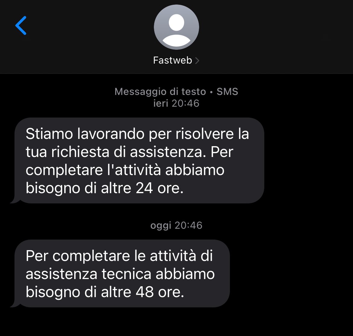 Nel 2025. Isolati da una settimana. Scandaloso <a href="/FASTWEBHelp/">FASTWEB Help</a> <a href="/FASTWEB/">FASTWEB</a>