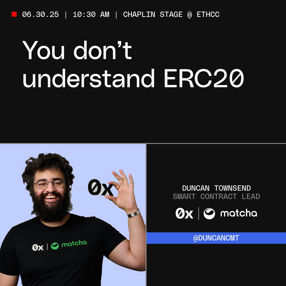 0xProject's tweet image. What are you doing wrong with how you handle ERC20 tokens?!

Come hear 0x Smart Contract Lead @duncancmt's talk at @EthCC to find out. (It's more than "use SafeERC20")

📅 Monday, June 30 @ 10:30AM
📍 Chaplin Stage
