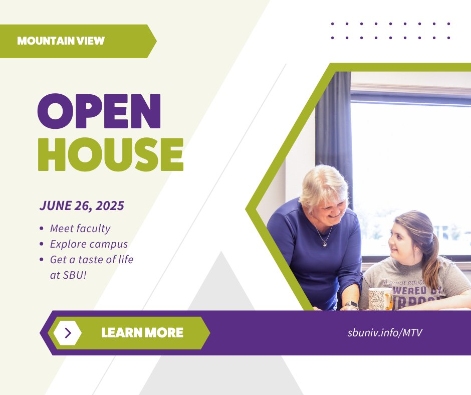 Our Mountain View Open House is almost here!
Come explore campus, meet faculty, and get a taste of life at SBU 🐾
📅 Thursday, June 26
📍 Mountain View Campus
#OpenHouse #CampusVisit #MountainView