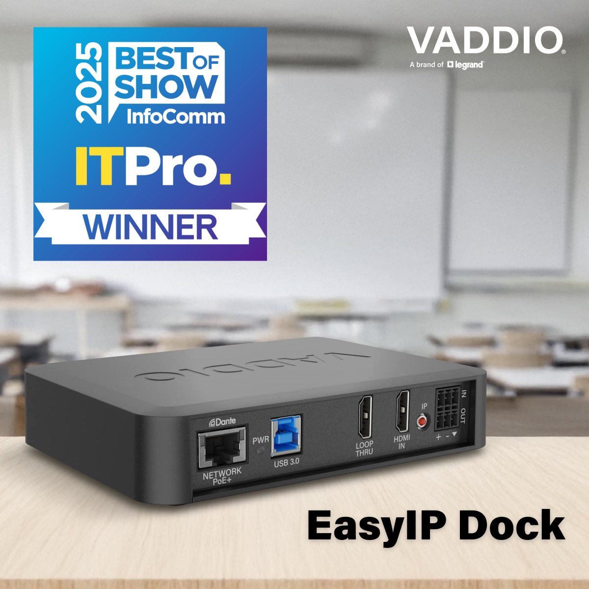 The honors for our EasyIP Dock continue, this time as an <a href="/ITPro/">ITPro</a> #InfoComm25 Best of Show award winner! 

Learn more: ow.ly/B2Vz50WbBVo