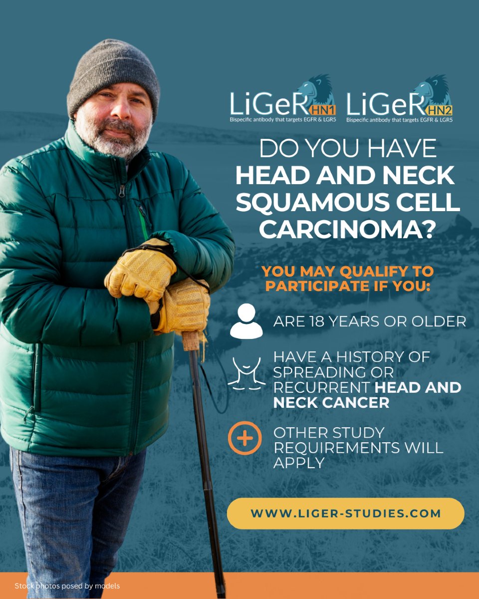 The LiGeR studies are head and neck squamous cell carcinoma (HNSCC) clinical studies that are researching the effectiveness of experimental medicines to learn how well they can fight cancer. Visit liger-studies.com