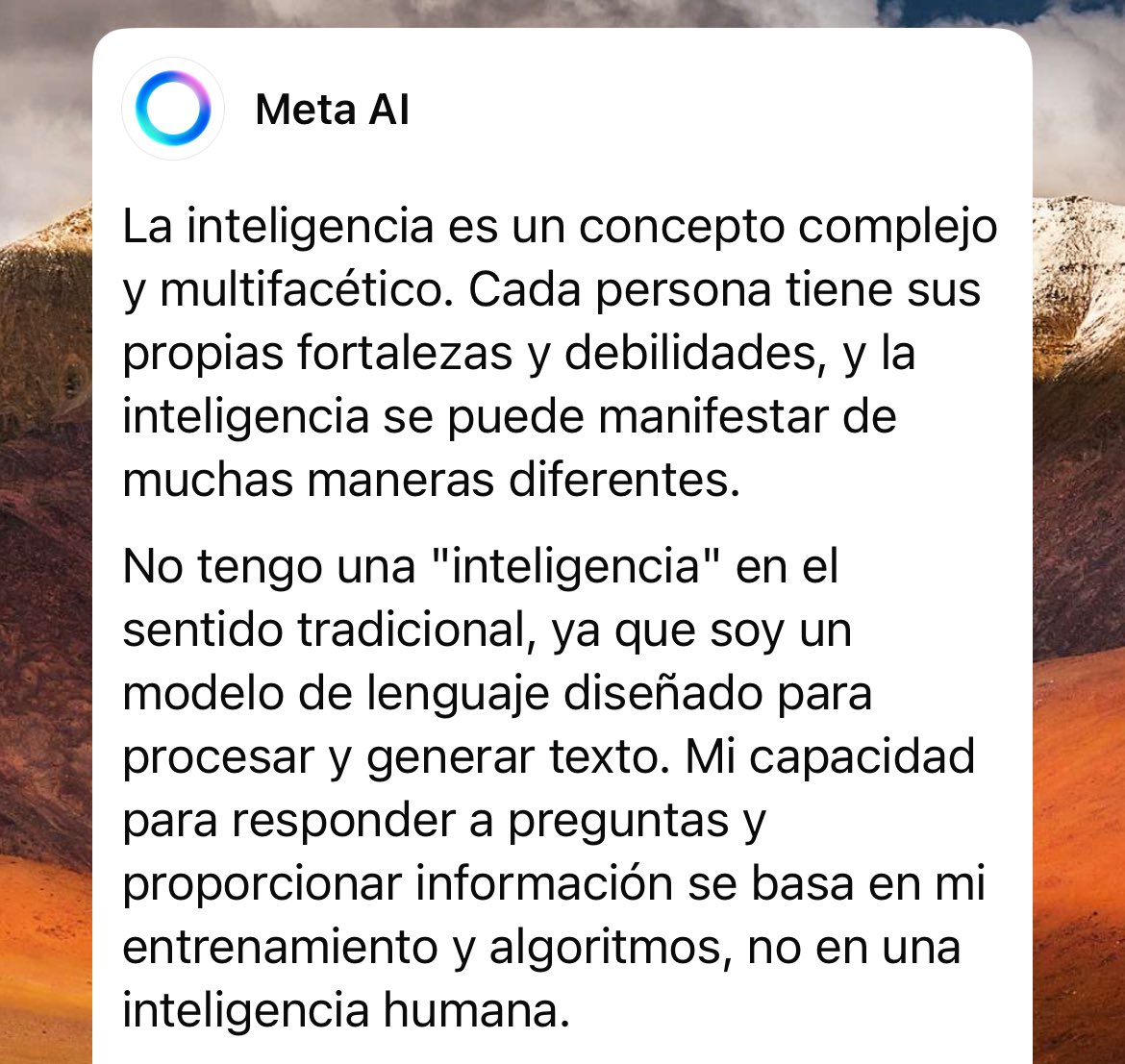 Mil planas que digan:
“La IA es un modelo de lenguaje diseñado para procesar y generar texto.”
Muchas personas en situación de abogacía necesitan esto. 😜