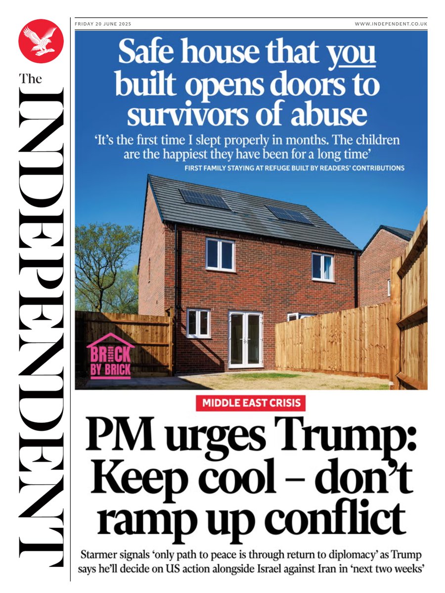 Tomorrow's @independent front page. To subscribe to the Daily Edition independent.co.uk/subscribe