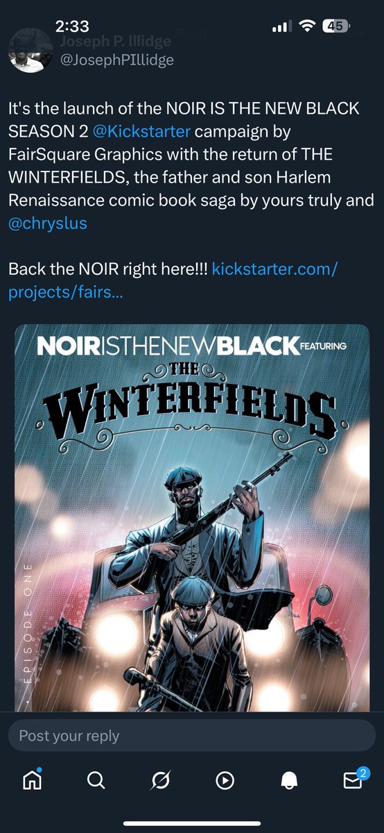 ChrisCrossin’ (@chryslus) on Twitter photo Joseph illidge and I are working on a second installment on The Winterfields, and we’re here to entertain! Please invest in our kickstarter! Check out Noir Is The New Black: S02E01 by FAIRSQUARE GRAPHICS LLC on <a href="/Kickstarter/">Kickstarter</a> kickstarter.com/projects/fairs… Joseph illidge and I are working on a second installment on The Winterfields, and we’re here to entertain! Please invest in our kickstarter! Check out Noir Is The New Black: S02E01 by FAIRSQUARE GRAPHICS LLC on <a href="/Kickstarter/">Kickstarter</a> kickstarter.com/projects/fairs…