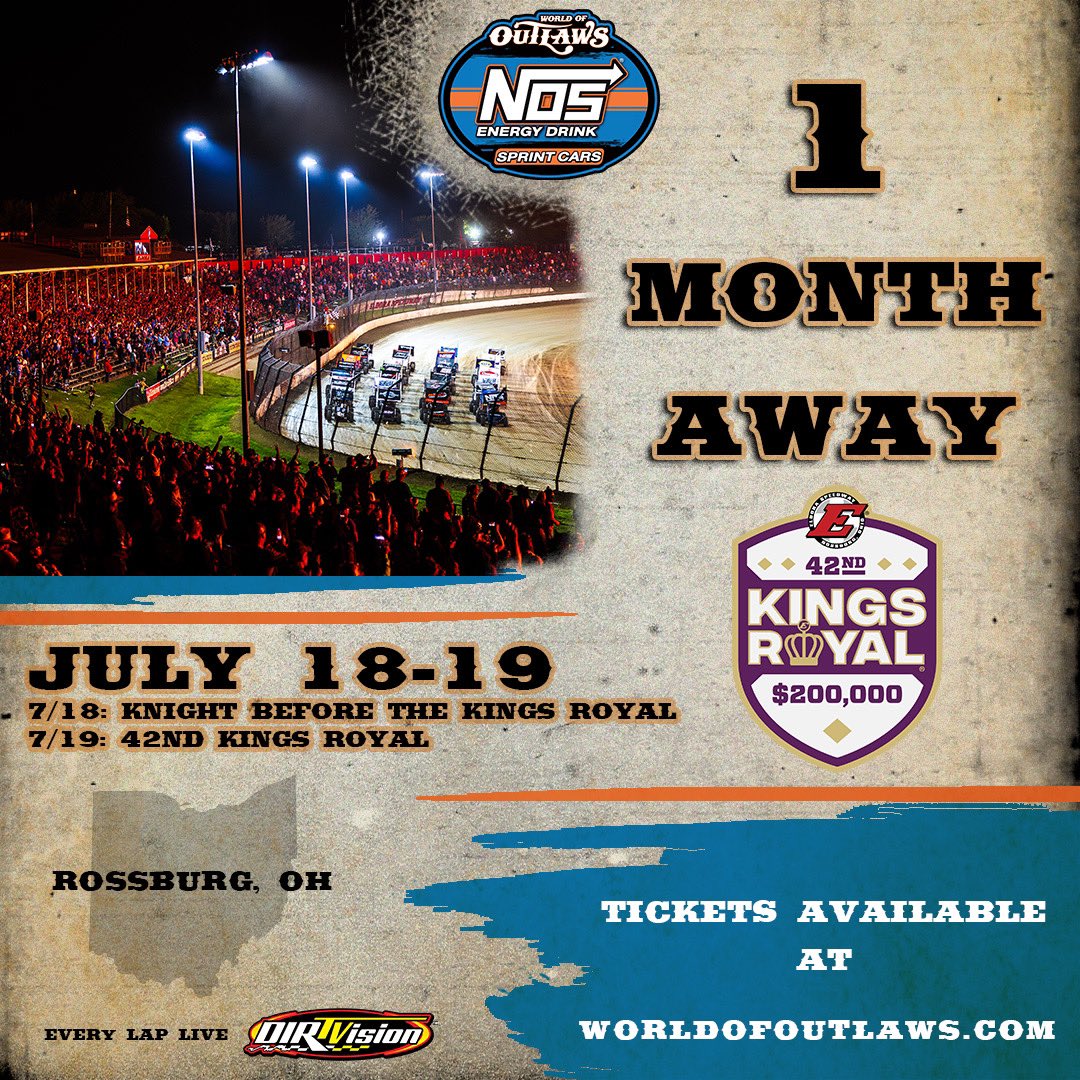 One month before a King is crowned 👑

The 42nd Kings Royal at <a href="/EldoraSpeedway/">ELDORA SPEEDWAY</a> will hand out a record $200,000 in riches to the winner!

𝑻𝑰𝑪𝑲𝑬𝑻𝑺 🎟️ bit.ly/KingsRoyalTix25