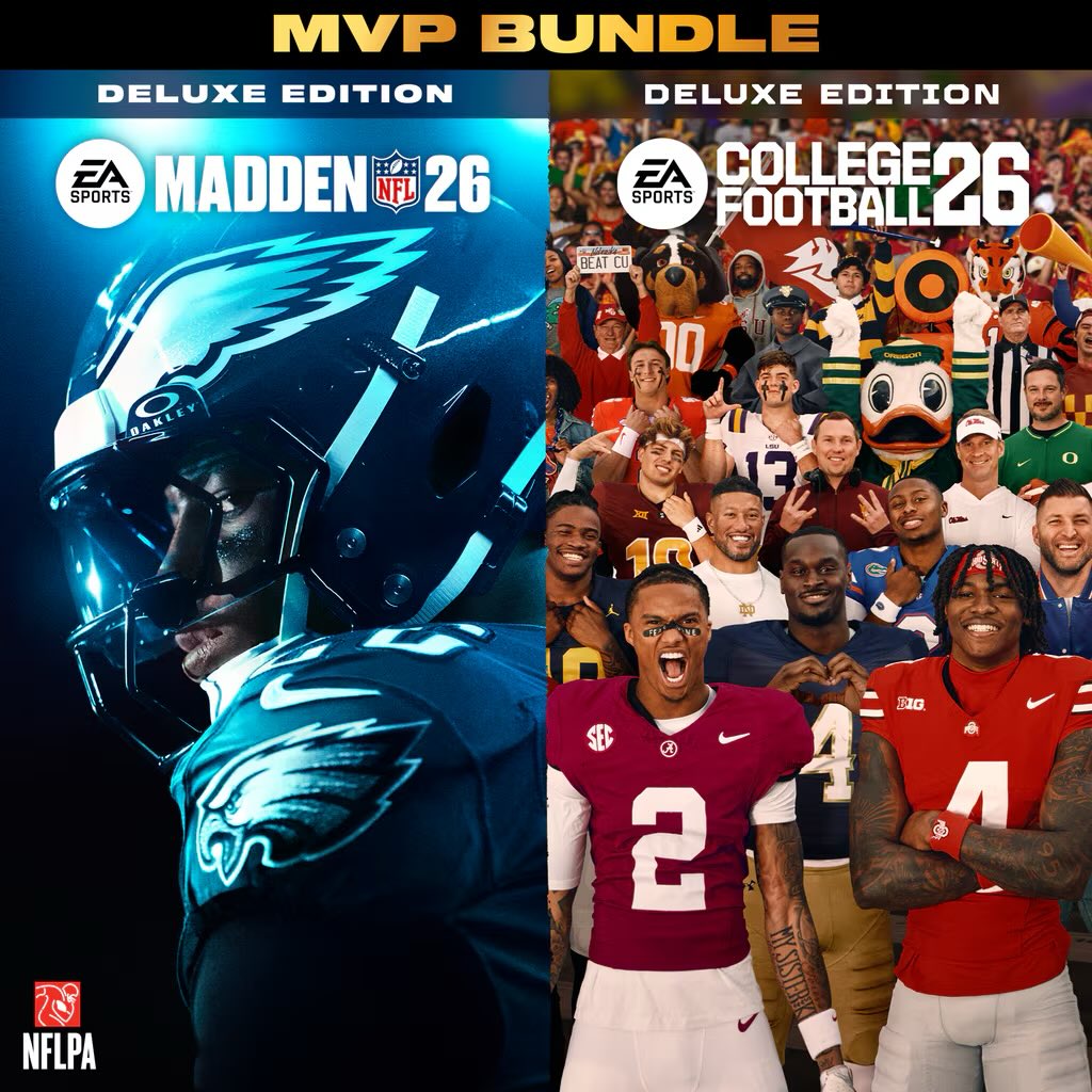 GetLiveMar's tweet image. MVP BUNDLE GIVEAWAY🏈🔥
1) Follow Me
2) Like & Retweet
3) Comment “MVP” & What Console
For your chance to win Madden 26 & College Football 26!
#madden #madden26 #CFB26 #collegefootball26 #giveaway