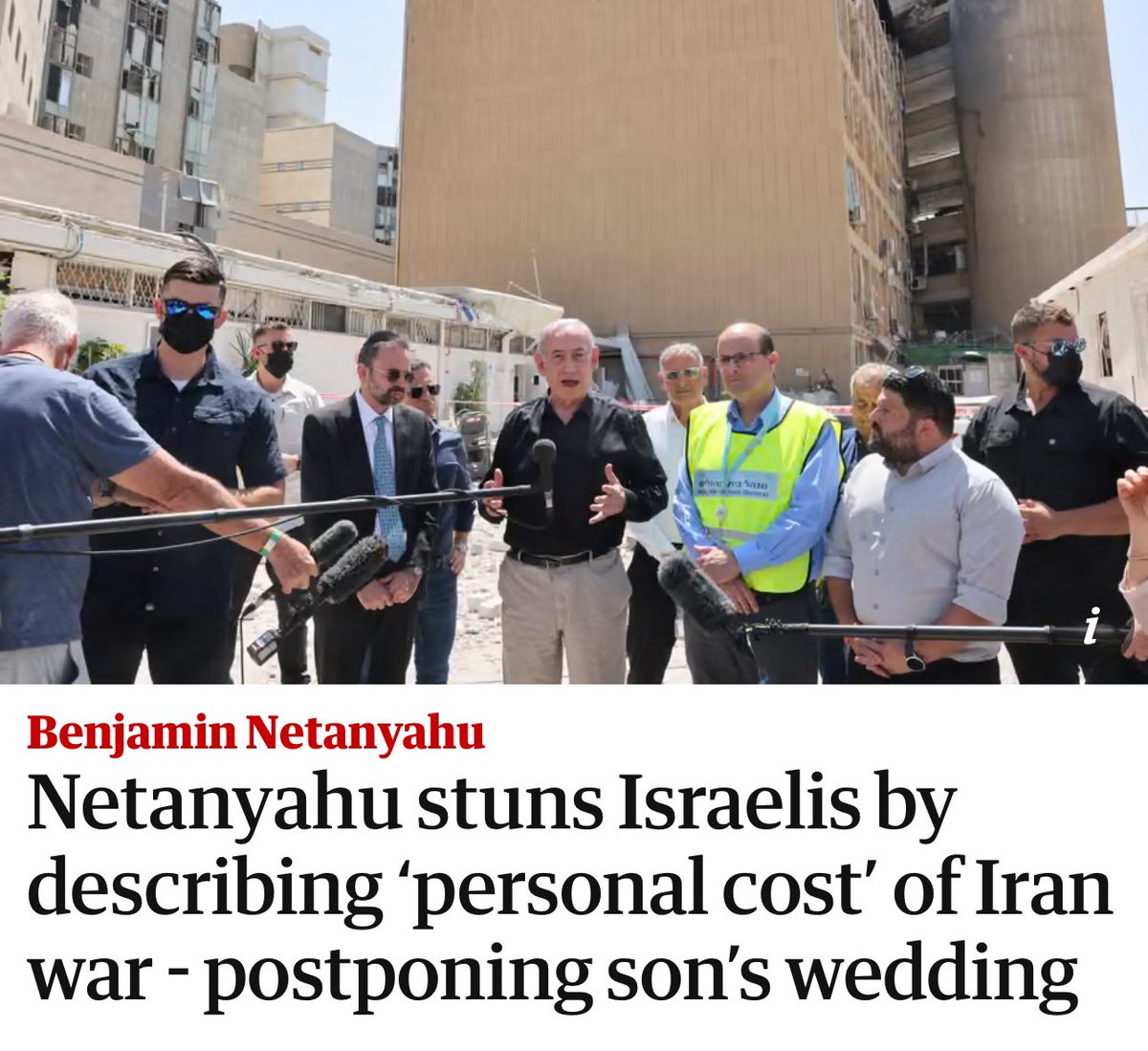 🇮🇱🚨‼️ NETANYAHU’S FAMILY WAS HIT HARD AND BEARS A BIG PRICE!

Netanyahu: “There are personal costs in war, my son even had to postpone his wedding”