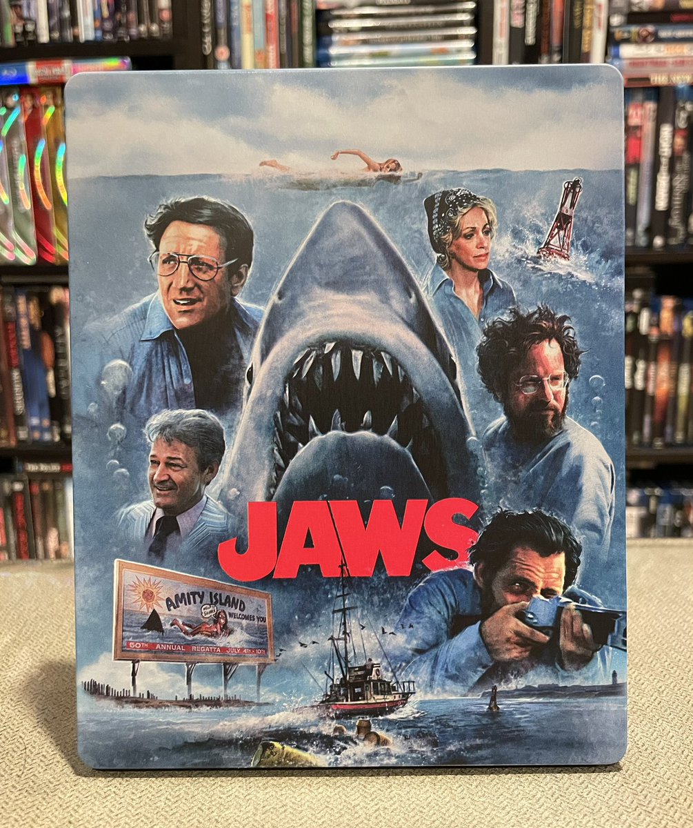 mike_vs_pereira's tweet image. This handsome Limited Edition Steelbook premieres a brand new doc, Jaws @ 50: The Definitive Inside Story. It’s the third feature-length documentary on the subject and as great as the previous two. Highly recommended! #jaws50