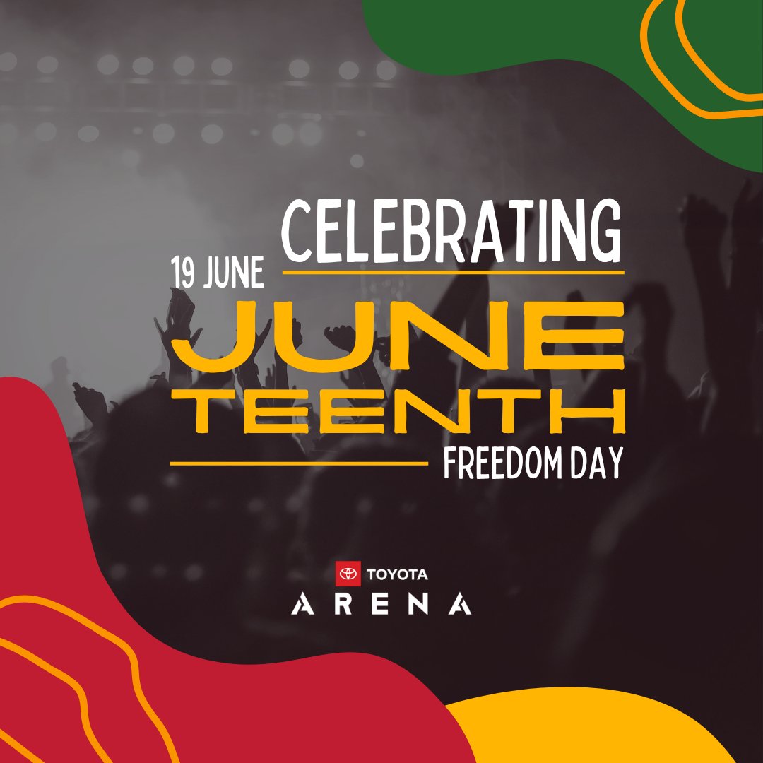 Toyota Arena (@toyotaarena) on Twitter photo Juneteenth is more than history—it’s power, pride, and progress. 🕊️✨ Happy Juneteenth from your family at <a href="/ToyotaArena/">Toyota Arena</a>! ❤️💚💛✊🏿 Juneteenth is more than history—it’s power, pride, and progress. 🕊️✨ Happy Juneteenth from your family at <a href="/ToyotaArena/">Toyota Arena</a>! ❤️💚💛✊🏿