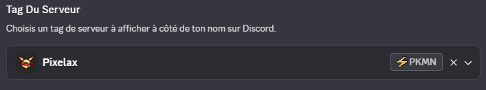Notre serveur Discord a enfin accès à l'avantage : Tag du serveur
Vous pouvez donc, si vous le souhaitez, mettre le tag qui a été configuré, sur votre profil
Allez dans la section profil des paramètres de Discord et tout en bas, sélectionnez-le à l’aide du menu déroulant