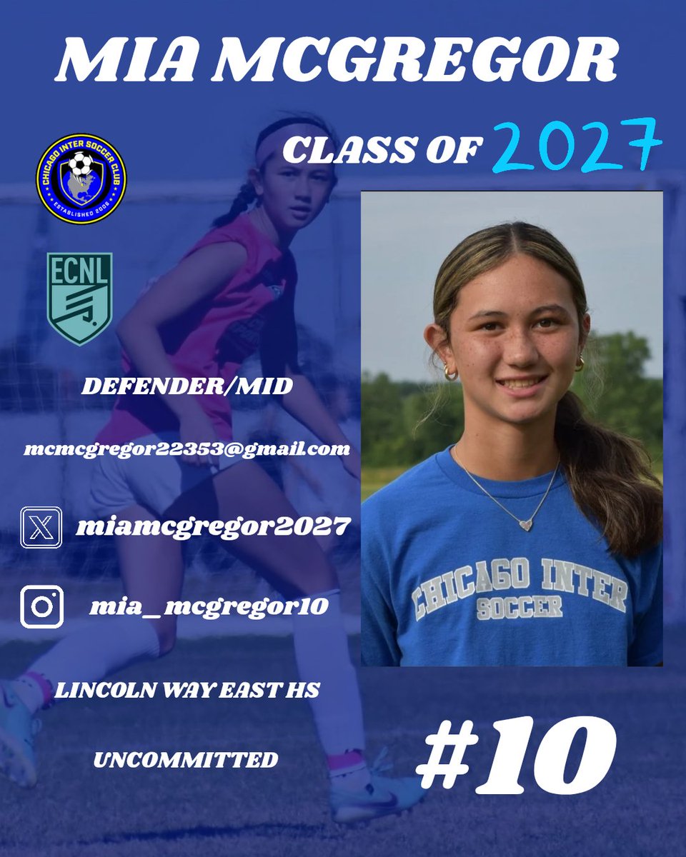 Chicago Inter 09 ECNL (@chiinter09ecnl) on Twitter photo As playoffs are a week away we would like to introduce our defenders who are coming with us to playoffs!! Come check them out!
<a href="/chiINTER/">Chicago Inter SC</a> <a href="/ECNLgirls/">ECNL Girls</a> <a href="/ImYouthSoccer/">ECNL/GA/Recruiting/College Soccer</a> <a href="/PrepSoccer/">Prep Soccer ⚽️</a> <a href="/TheSoccerWire/">SoccerWire</a>
<a href="/CarleeRausa15/">Carlee Rausa</a>
<a href="/kaitlynlam_14/">Kaitlyn Lambert</a>
<a href="/miamcgregor2027/">Mia Mcgregor 2027</a> As playoffs are a week away we would like to introduce our defenders who are coming with us to playoffs!! Come check them out!
<a href="/chiINTER/">Chicago Inter SC</a> <a href="/ECNLgirls/">ECNL Girls</a> <a href="/ImYouthSoccer/">ECNL/GA/Recruiting/College Soccer</a> <a href="/PrepSoccer/">Prep Soccer ⚽️</a> <a href="/TheSoccerWire/">SoccerWire</a>
<a href="/CarleeRausa15/">Carlee Rausa</a>
<a href="/kaitlynlam_14/">Kaitlyn Lambert</a>
<a href="/miamcgregor2027/">Mia Mcgregor 2027</a>