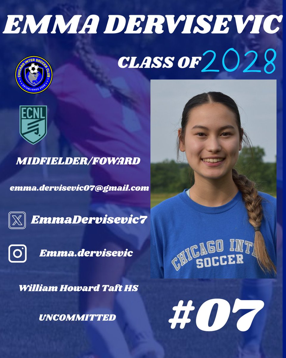 Chicago Inter 09 ECNL (@chiinter09ecnl) on Twitter photo As playoffs are a week away we would like to introduce half of our center midfielders who are coming with us to playoffs!! Come check them out!
<a href="/chiINTER/">Chicago Inter SC</a> <a href="/ECNLgirls/">ECNL Girls</a> <a href="/ImYouthSoccer/">ECNL/GA/Recruiting/College Soccer</a> <a href="/PrepSoccer/">Prep Soccer ⚽️</a> <a href="/TheSoccerWire/">SoccerWire</a>
<a href="/mstrzechowski_/">Maddie Strzechowski 2027</a>
<a href="/EmmaDervisevic7/">Emma Dervisevic🇧🇦🇯🇵</a> As playoffs are a week away we would like to introduce half of our center midfielders who are coming with us to playoffs!! Come check them out!
<a href="/chiINTER/">Chicago Inter SC</a> <a href="/ECNLgirls/">ECNL Girls</a> <a href="/ImYouthSoccer/">ECNL/GA/Recruiting/College Soccer</a> <a href="/PrepSoccer/">Prep Soccer ⚽️</a> <a href="/TheSoccerWire/">SoccerWire</a>
<a href="/mstrzechowski_/">Maddie Strzechowski 2027</a>
<a href="/EmmaDervisevic7/">Emma Dervisevic🇧🇦🇯🇵</a>