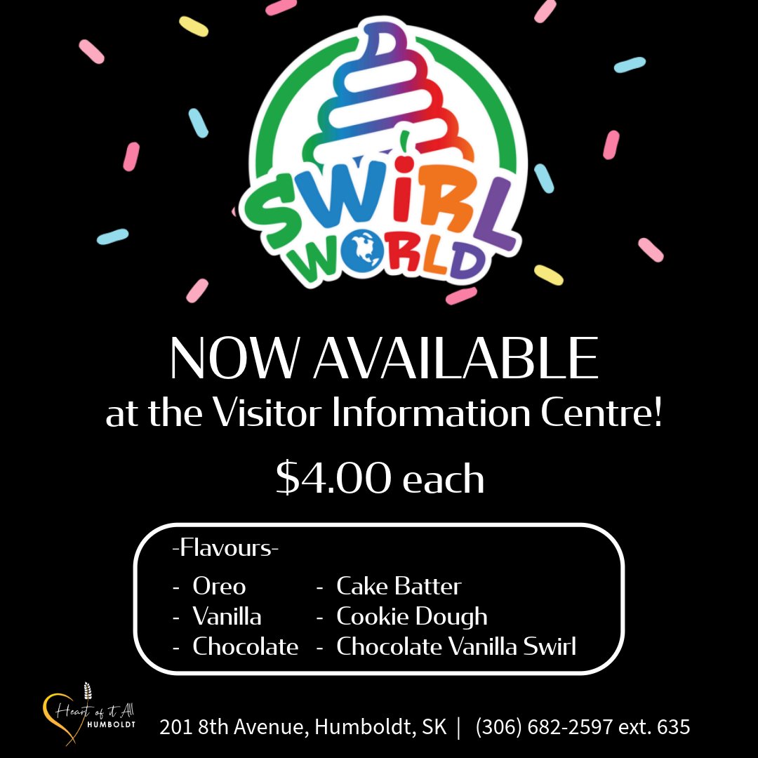 🎉Celebrate the first day of summer with a sweet frozen treat! 🍦🍦

Pre-packed Swirl World treats are now available at the Visitor Information Centre!