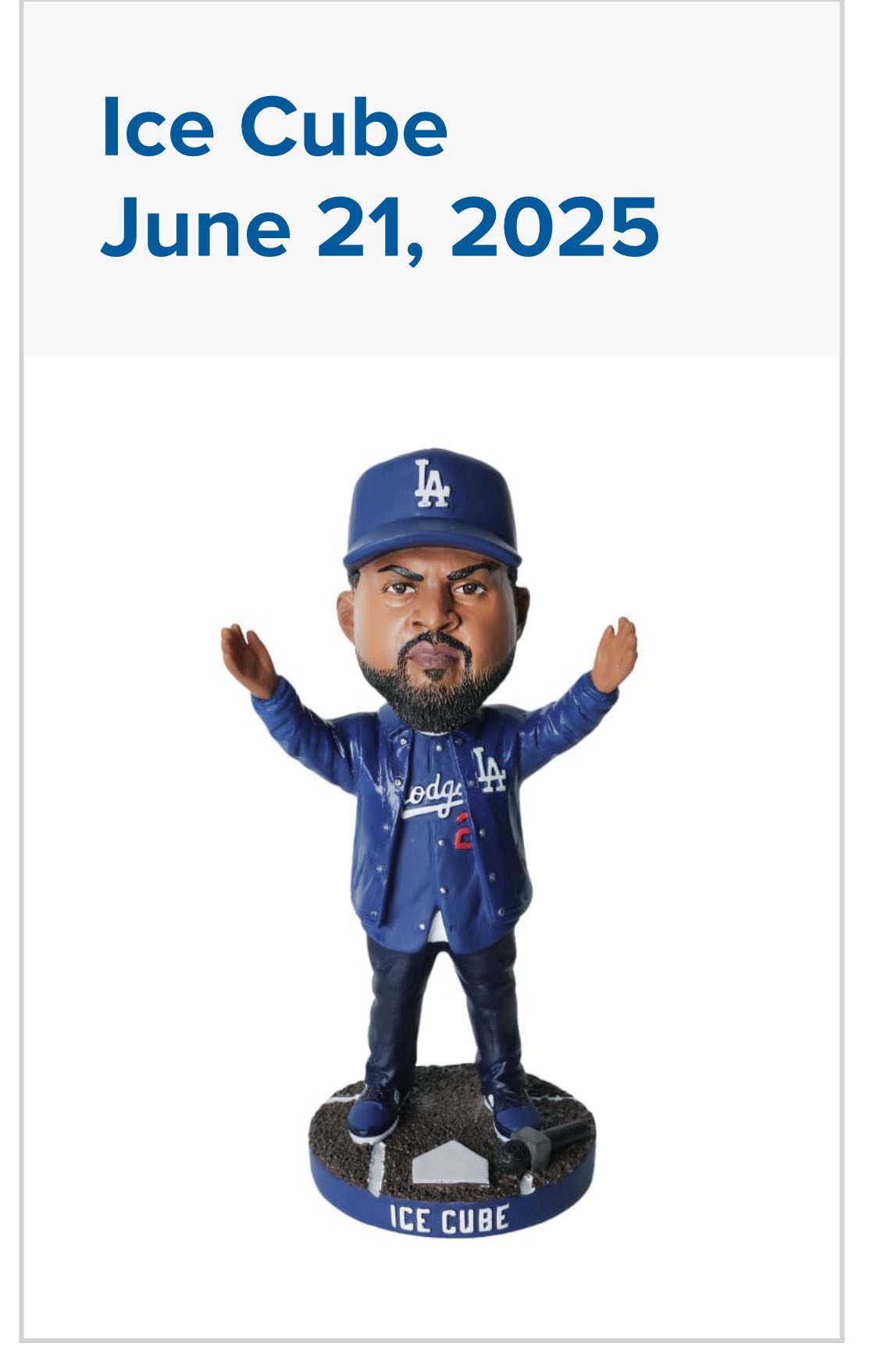 Ice Cube Dodgers Bobblehead Ice Cube Bobblehead Los Angeles