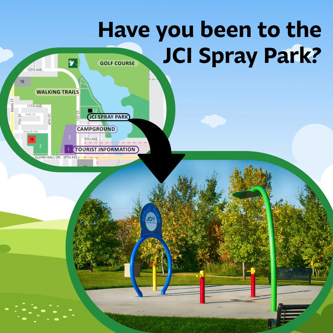 The JCI Spray Park is nestled in one of Humboldt’s beautiful outdoor spaces – Water Ridge Park.

The park is located on 1st Street, north of Hwy 5 and is just a short walk from the Humboldt Campground.