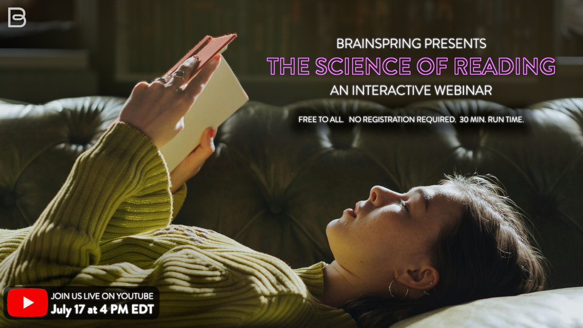 FOUR WEEKS AWAY!
Join us LIVE for a free, interactive presentation: "The Science of Reading." No registration required!
Streaming July 17 at 4 PM EDT at
youtube.com/live/Sog3ijevX…
#scienceofreading #literacy #webinar