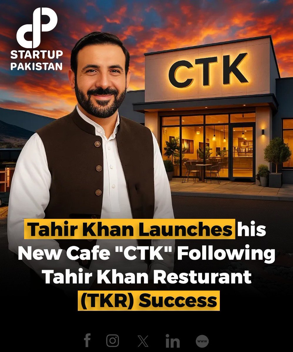 PakStartup's tweet photo. After the successful run of TKR, entrepreneur Tahir Khan has officially launched his latest venture, CTK Café, in the heart of F-7 Markaz.
#CTKCafe #TahirKhan #F7Markaz #IslamabadEats #CafeCulture https://t.co/BSESCJ4aXQ