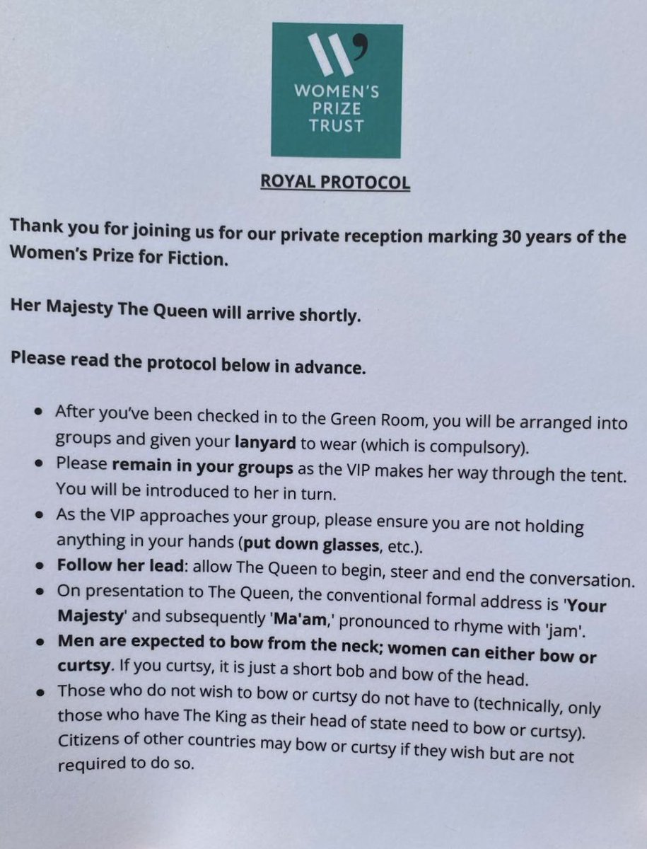 GrahamSmith_'s tweet image. The state of this nonsense. A women’s prize event and all guests are put firmly in place with a written guide on how to talk to someone who believes she’s better than them. Is Camilla incapable of normal conversation?
#AbolishTheMonarchy