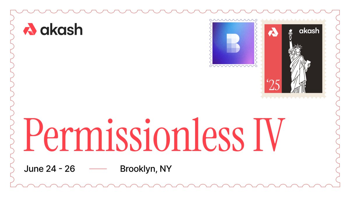 Akash Network (@akashnet_) on Twitter photo Akash is heading to <a href="/Permissionless/">Permissionless</a> in Brooklyn next week.
Connect with the core team to explore what's next in decentralized AI and open infrastructure. Akash is heading to <a href="/Permissionless/">Permissionless</a> in Brooklyn next week.
Connect with the core team to explore what's next in decentralized AI and open infrastructure.