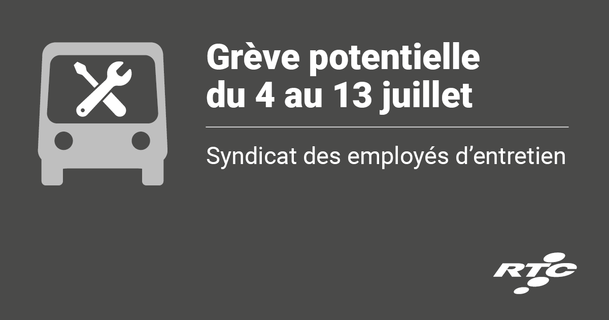 RTCQuebec's tweet image. Dépôt d’un avis de grève du 4 au 13 juillet par le syndicat des employés de l’entretien rtcquebec.ca/medias/communi…