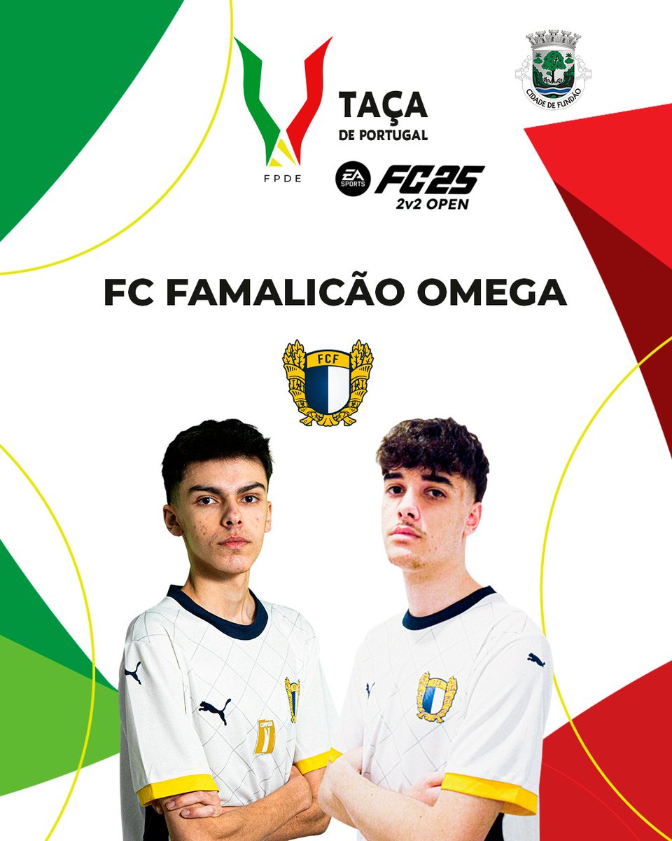 Federação Portuguesa de Esports (@fpdeoficial) on Twitter photo 🎮 A terceira equipa apurada para os playoffs da Taça de Portugal de EA FC25 2v2 2025🏆, é...
⚽️ <a href="/famaesports/">FC Famalicão Esports</a> OMEGA
🎮 Dinis Oliveira - <a href="/vinagrolih/">Dinis Oliveira</a>
🎮 Bernardo Nogueira - <a href="/Nuga20x/">Nuga</a>
🗓️ Os playoffs decorrem no próximo dia 22 de Junho!
<a href="/CMFundao/">Município do Fundão</a>
#FPDE #TDP2025 #Esports 🎮 A terceira equipa apurada para os playoffs da Taça de Portugal de EA FC25 2v2 2025🏆, é...
⚽️ <a href="/famaesports/">FC Famalicão Esports</a> OMEGA
🎮 Dinis Oliveira - <a href="/vinagrolih/">Dinis Oliveira</a>
🎮 Bernardo Nogueira - <a href="/Nuga20x/">Nuga</a>
🗓️ Os playoffs decorrem no próximo dia 22 de Junho!
<a href="/CMFundao/">Município do Fundão</a>
#FPDE #TDP2025 #Esports