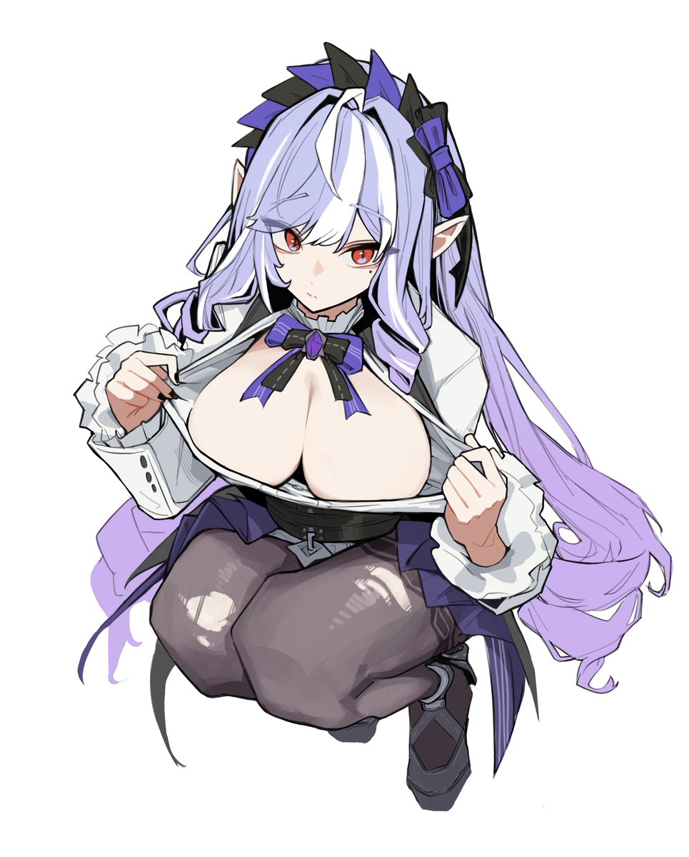It's far too hot today... Surely she can unbutton and let them breathe... Just for a bit! Hopefully nobody sees...