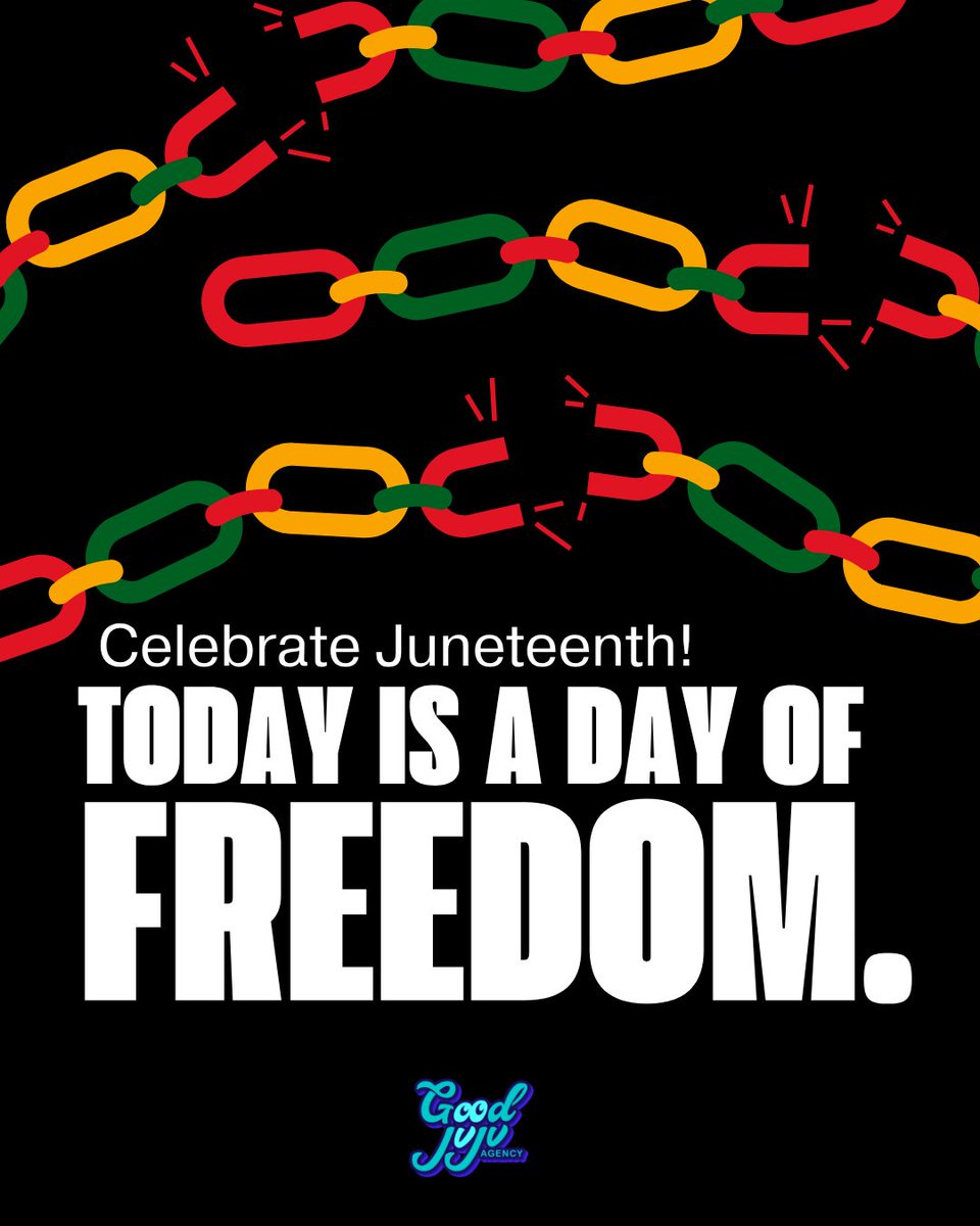 Freedom isn’t just a moment, it’s a movement.
Today, we reflect, celebrate, and continue the work.

Wishing everyone a meaningful Juneteenth from the Good JuJu team.

#Juneteenth #GoodJuJu #Freedom