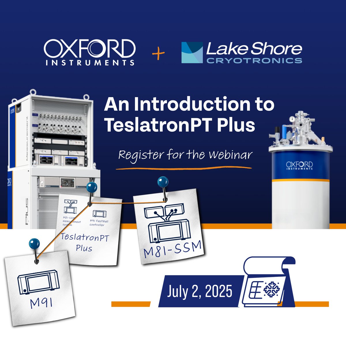 This powerful combination enables the characterization of devices at low temperatures &amp; high magnetic fields. Learn how the TeslatronPT Plus integrates with the M81-SSM and the M91 in <a href="/OxInst/">Oxford Instruments</a> NanoScience webinar on July 2: nanoscience.oxinst.com/webinars/an-in…

#NanoScience #AdvancingScience