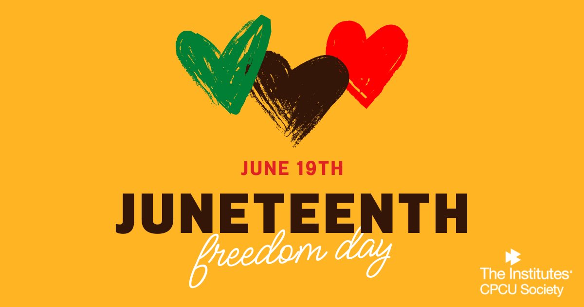 Happy Juneteenth from The CPCU Society! Today, we commemorate the 160th anniversary of emancipation from slavery in the United States. As a globally diverse and inclusive community, the CPCU Society embraces and celebrates individuals from all backgrounds today and year-round.