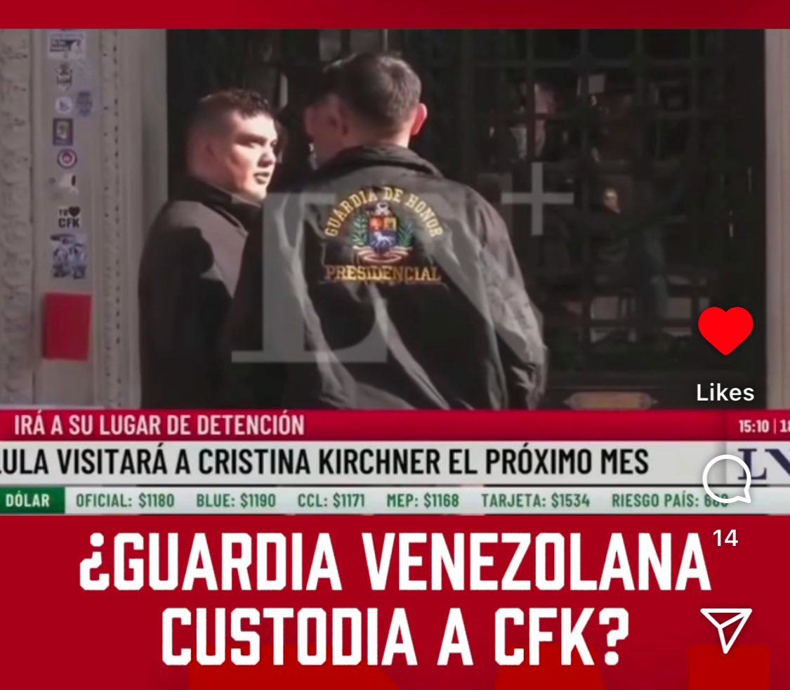 Un custodio de CFK con una campera de la guardia de honor presidencial venezolana…

¿Ya podemos decir que Cristina sigue siendo una hdp chavista o eso también es lawfare?