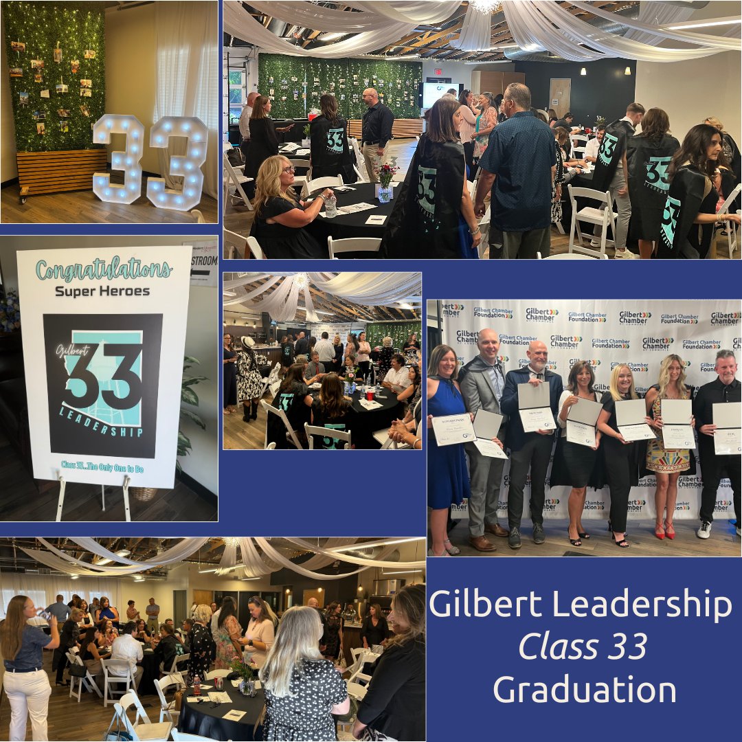 GLeadership's tweet image. Congratulations to the amazing members of Gilbert Leadership Class 33 on completing the program and graduating! Your passion for our community is inspiring. We can't wait to see how you lead and make a difference in Gilbert and beyond. The future is bright! #GilbertLeadership