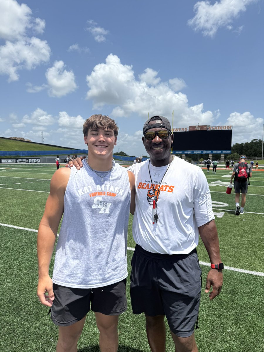 Cale McPeek (@calemcpeek) on Twitter photo Had a Great time at <a href="/BearkatsFB/">Sam Houston Football</a> today! Really like the campus and the new coaching staff! Appreciate the coaching today <a href="/31_CoachFAL/">Freddie Aughtry-Lindsay</a> !
<a href="/DBCoachMcGraw/">Gary McGraw</a>
<a href="/CoachPhilLongo/">Phil Longo</a>
<a href="/gwright856/">Grace Wright</a>
#RecruitPawnee Had a Great time at <a href="/BearkatsFB/">Sam Houston Football</a> today! Really like the campus and the new coaching staff! Appreciate the coaching today <a href="/31_CoachFAL/">Freddie Aughtry-Lindsay</a> !
<a href="/DBCoachMcGraw/">Gary McGraw</a>
<a href="/CoachPhilLongo/">Phil Longo</a>
<a href="/gwright856/">Grace Wright</a>
#RecruitPawnee