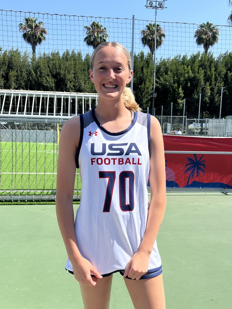 jules0871's tweet photo. Watch @LillyRumrill compete in the USA Select Bowl tomorrow. Game times are 1pm, 3pm, 5:30pm &amp; 8:30pm est.  She is on the 18u Grey team. Let’s go! 🇺🇸🏈

https://t.co/CoFIAjbRmb https://t.co/ULoWQhsSYc