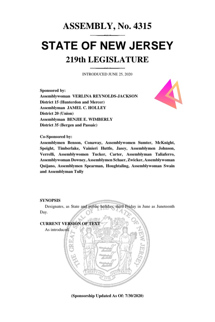 As the primary sponsor of the legislation establishing Juneteenth as a state holiday in New Jersey, which paved the way for its recognition as a federal holiday, I encourage us to pause on this meaningful day to reflect on the triumph of liberty, honor the resilience of those who