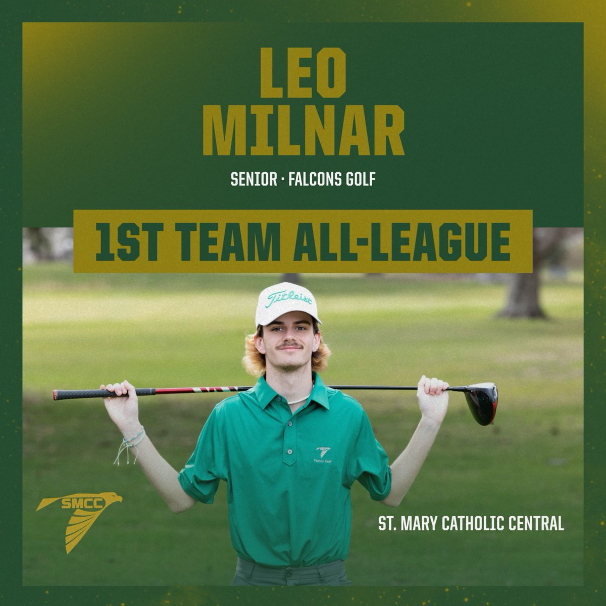 Congratulations to Leo Milnar who earned 1st Team All-Huron League in boys golf this spring. #GoFalcons