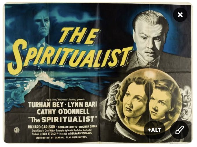 Spiritualist Alexis (Turhan Bey) holds a seance that keeps Christine Faber (Lynn Bari) and her sister Janet (Cathy O'Donnell) in touch with the dead. Christine's deceased husband haunts her every thought. "The Spiritualist" (1948) a.k.a. “The Amazing Mr. X.” #noir