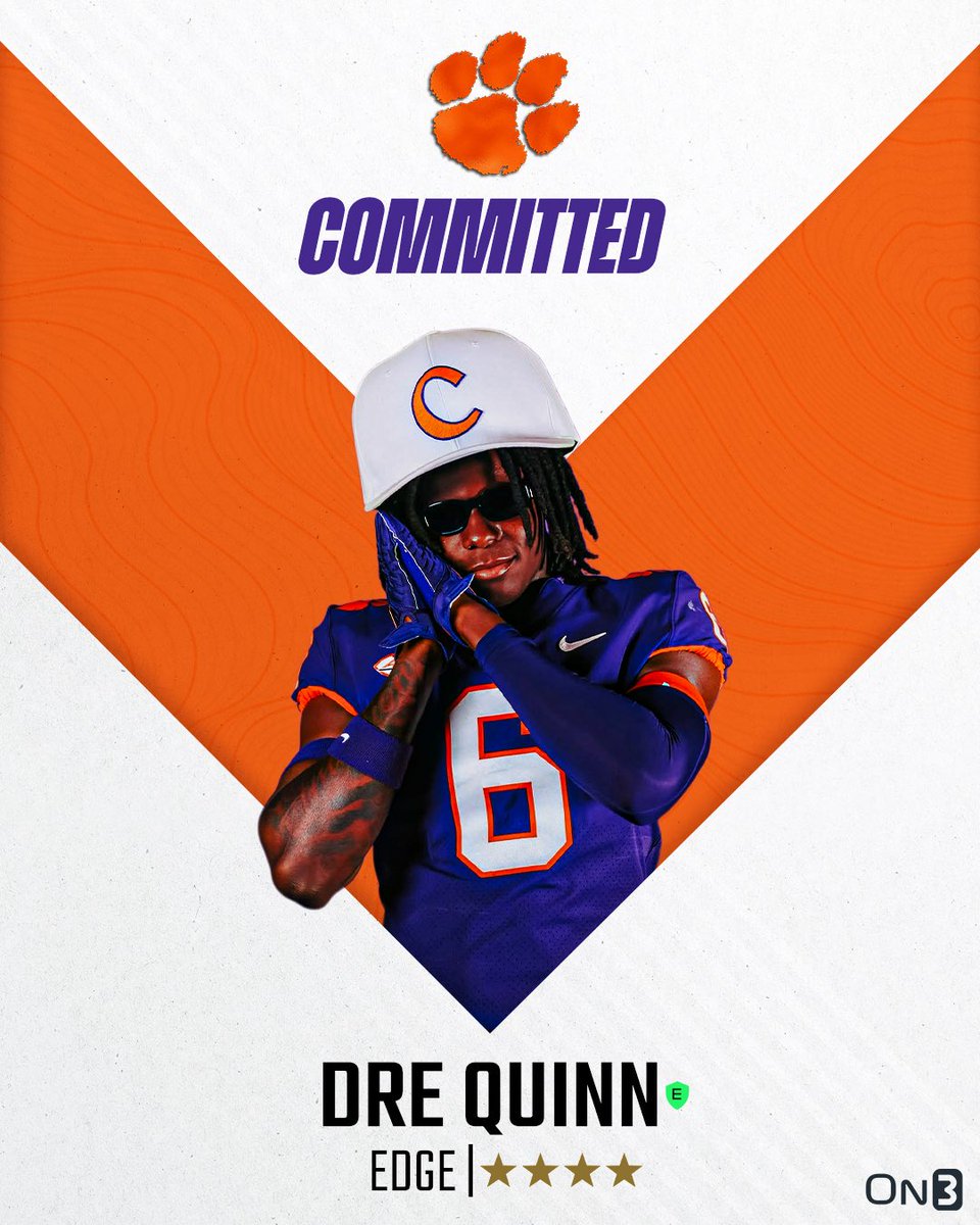 On3 Recruits (@on3recruits) on Twitter photo 🚨BREAKING🚨 4-star EDGE Dre Quinn has committed to Clemson🐅
More from <a href="/ChadSimmons_/">ChadSimmons</a>: on3.com/news/4-star-ed… 🚨BREAKING🚨 4-star EDGE Dre Quinn has committed to Clemson🐅
More from <a href="/ChadSimmons_/">ChadSimmons</a>: on3.com/news/4-star-ed…